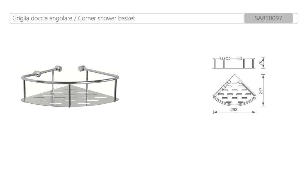 A04310 AL 02  Griglia Doccia angolare porta shampoo cromo