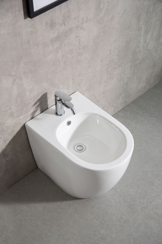 Coppia di Sanitari Filo Muro a Terra della Serie Dara Completa di WC, Bidet, Sedile Softclose e Fissaggi