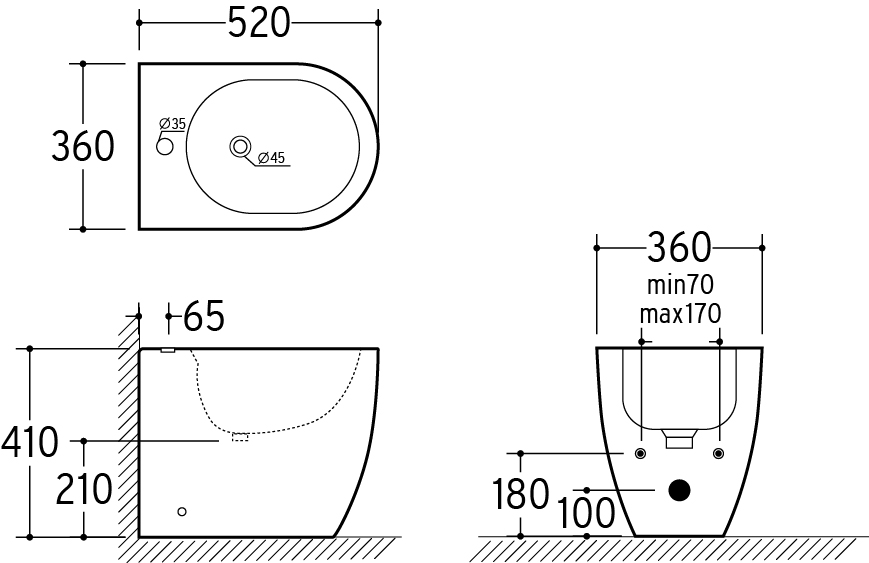 Coppia di Sanitari Filo Muro a Terra della Serie Dara Completa di WC, Bidet, Sedile Softclose e Fissaggi