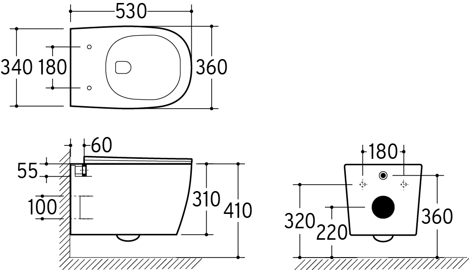 Coppia di Sanitari Sospesi della Serie Greta Completa di WC, Bidet, Sedile Softclose e Fissaggi