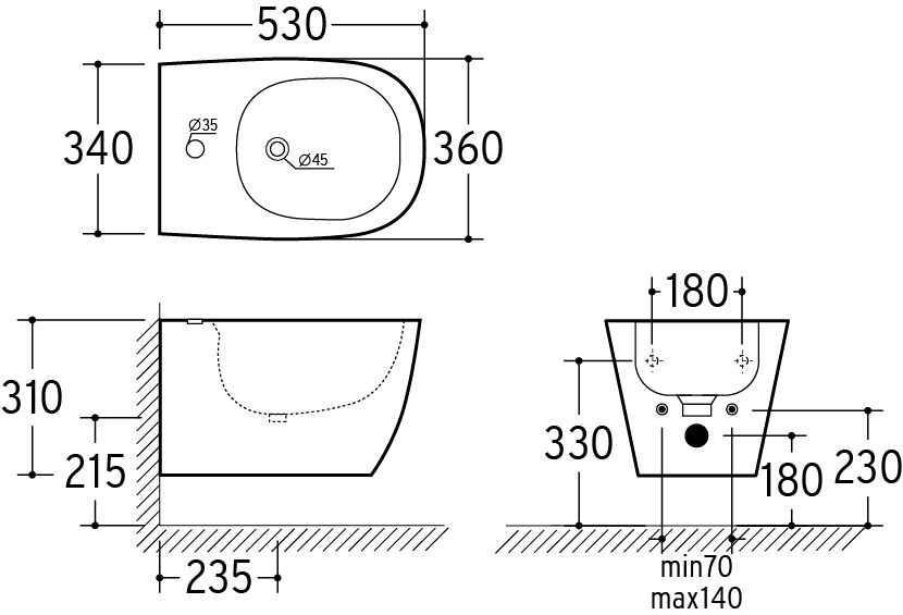 Coppia di Sanitari Sospesi della Serie Greta Completa di WC, Bidet, Sedile Softclose e Fissaggi