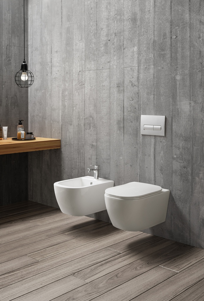 Coppia di Sanitari Sospesi della Serie Sophia Completa di WC, Bidet, Sedile Softclose e Fissaggi