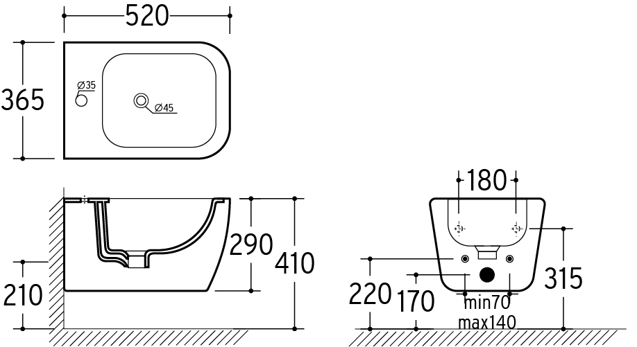 Coppia di Sanitari Sospesi della Serie Sophia Completa di WC, Bidet, Sedile Softclose e Fissaggi