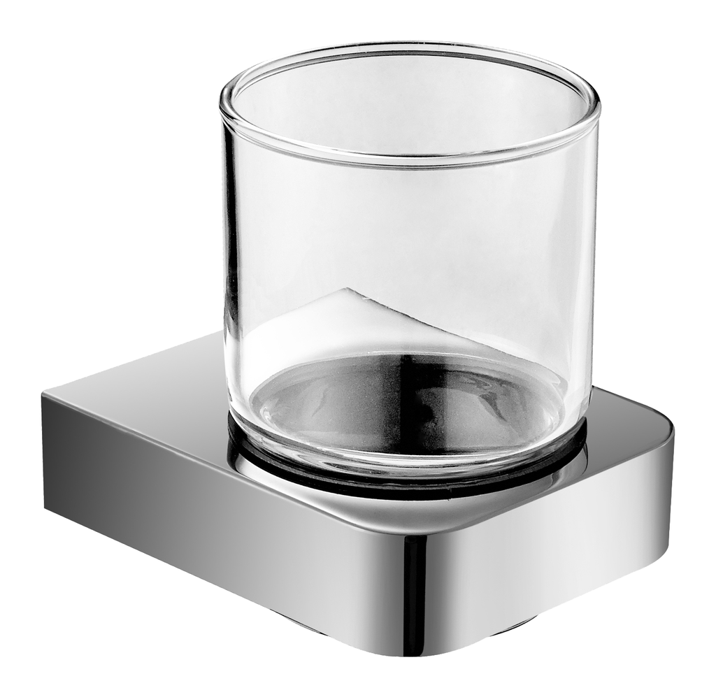 Chromed Brass and Zinc Tumbler Holder with a Crystal Glass of the Concept Serie