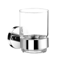 Chromed Brass Wall Tumbler Holder with a Transparent Crystal Glass of the Brooklyn Serie