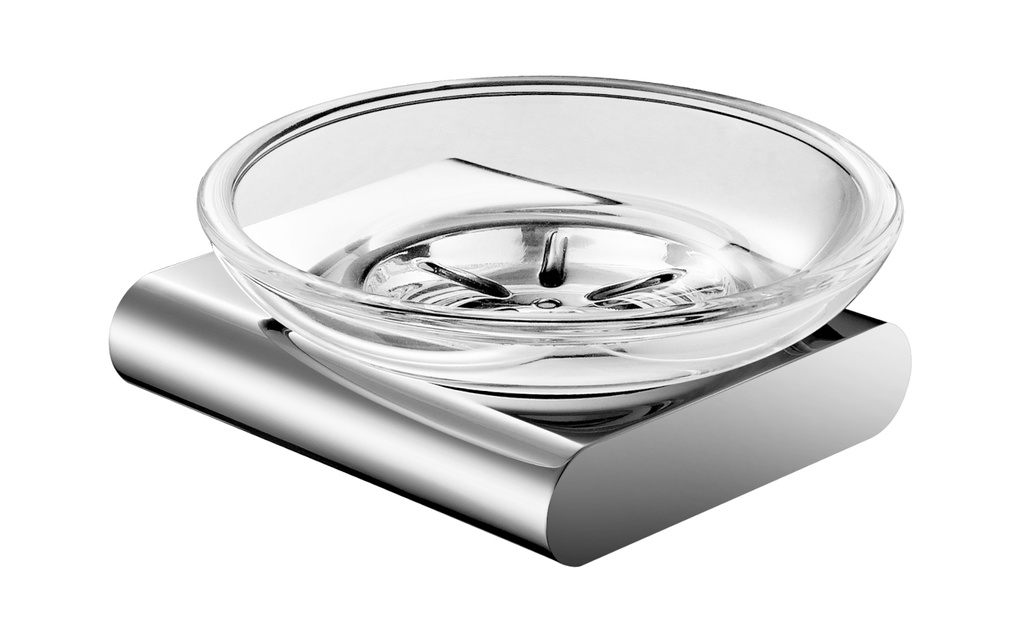 Chromed Zinc Soap Dish with a Crystal Glass of the Genesis Serie