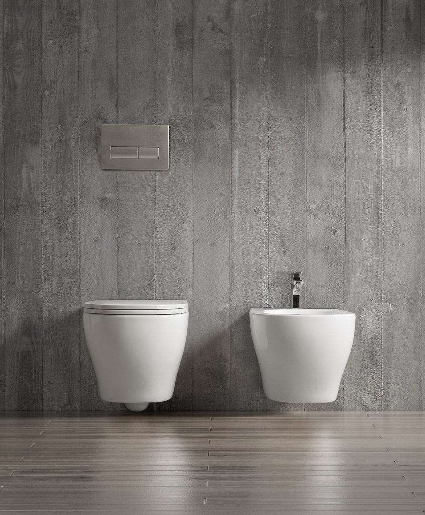 Coppia di Sanitari Sospesi della Serie Greta Completa di WC, Bidet, Sedile Softclose e Fissaggi