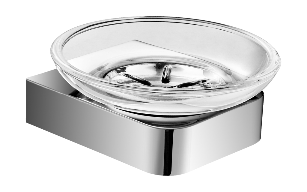 Chromed Zinc Soap Dish with a Crystal Removeable Basin of the Concept Serie